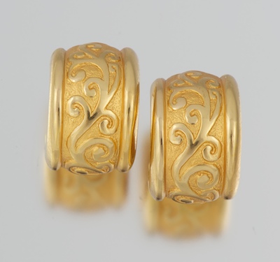 A Pair of 18k Gold Hoop Earrings