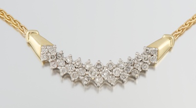 A Ladies' Diamond Cluster Necklace