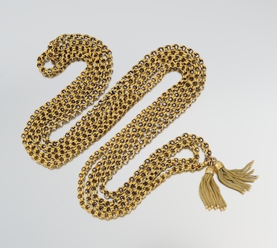 An Extra Long Gold Chain With Tassels 13419f