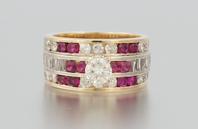 A Ladies' Diamond And Ruby Engagement