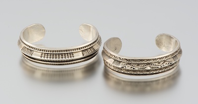 A Pair of Sterling Silver Cuff Bracelets