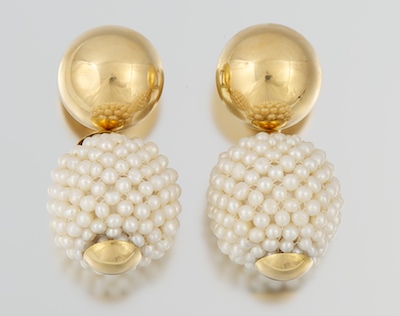 A Pair of Gold and Pearl Earrings