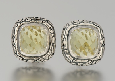 A Pair of Sterling Silver and Citrine