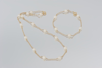 A Delicate Pearl Necklace and Bracelet