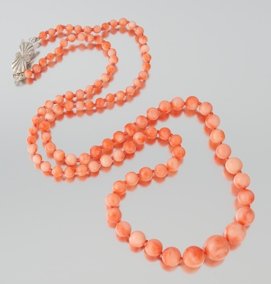 Graduated Rose Coral Bead Necklace 1341f9