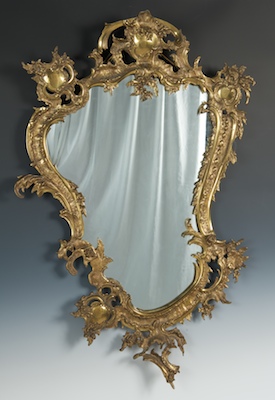 A Brass Rococo Style Mirror Heavy 134224