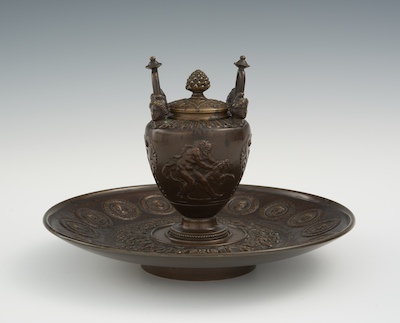 A Grand Tour Bronze Inkwell with 13422c