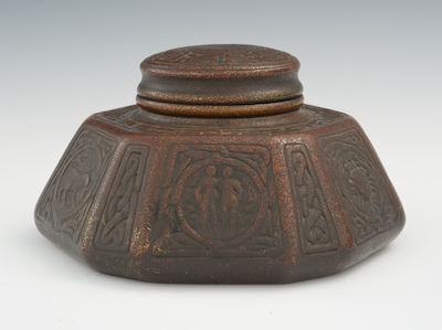 A Tiffany Studios Zodiac Bronze Inkwell