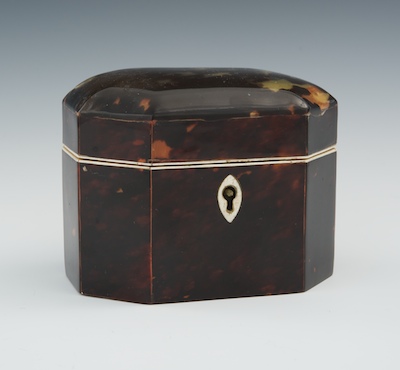An Antique Tortoise Clad Tea Box 134255