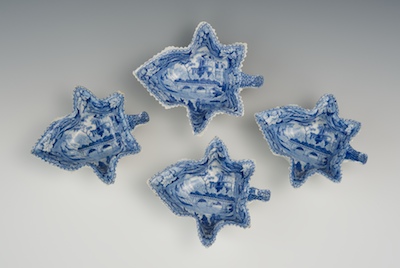 Four British Pearlware Leaf Dishes