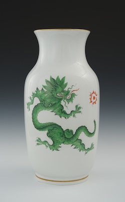 A Meissen Porcelain Ming Dragon Vase