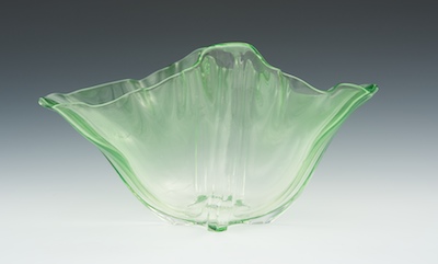 A Steuben Grotesque Green Glass Bowl