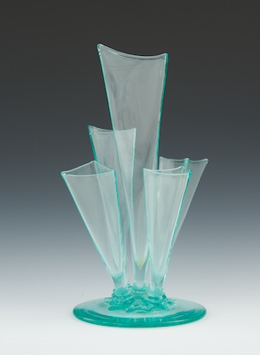 A Steuben Five Prong Glass Vase