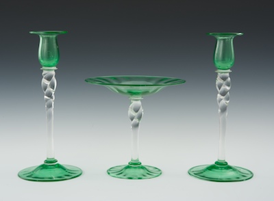 A Set of Steuben Glass Candlesticks