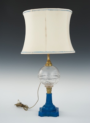 A Sandwich Glass Oil Lamp Fitted 1342f6