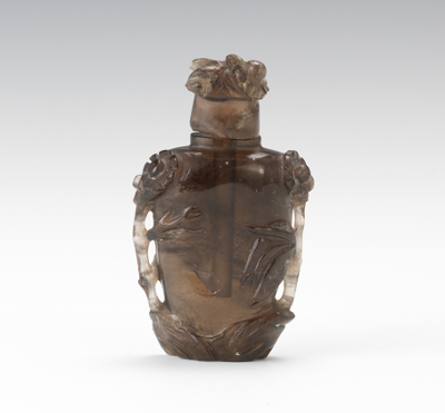 A Smokey Quartz Carved Snuff Bottle