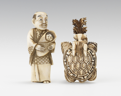 Two Carved Ivory Figural Snuff 134425