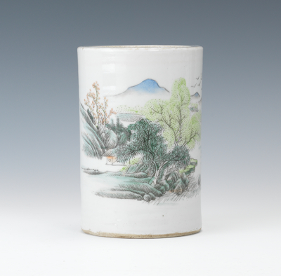 A Chinese Porcelain Brush Pot Cylindrical