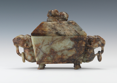 A Carved Jade Lidded Container