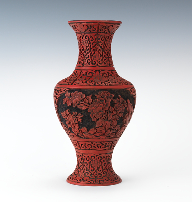 A Carved Cinnabar Vase Baluster 13445e