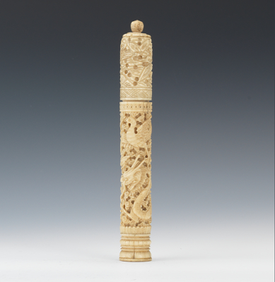 A Carved Bone Container Carved