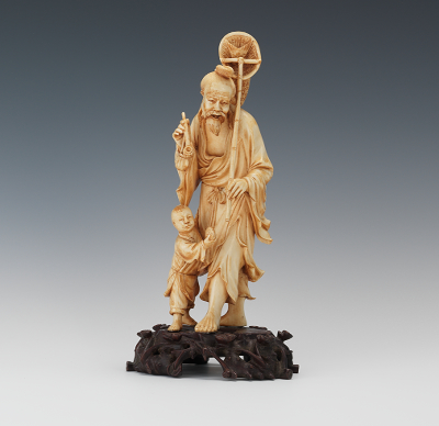 Carved Ivory Fisherman with Child 134465