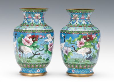 A Pair of Chinese Cloisonne Vases