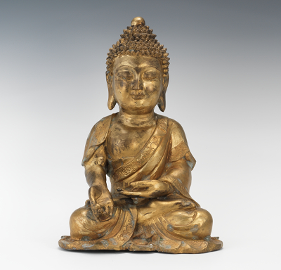 Gilt Bronze Seated Buddha Hollow
