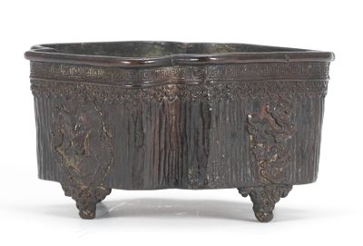 A Chinese Bronze Flower Bowl Square