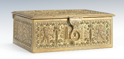 A Continental Brass Jewelry Casket 13449d
