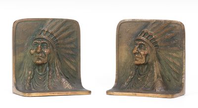 A Pair of Cast Bronze Bookends 1344ac