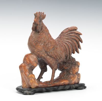 A Carved Hardstone Rooster Intricately 1344b4