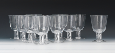 Eleven Steuben Air Twist Goblets