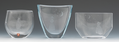Three Orrefors Etched Glass Vases 1344d7