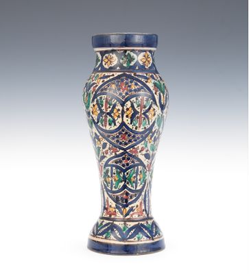 A Persian Polychrome Pottery Vase Thickly