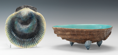Two Majolica Shell-Form Dishes The first