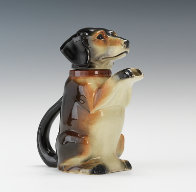 A Majolica Dog Form Teapot by Erphila