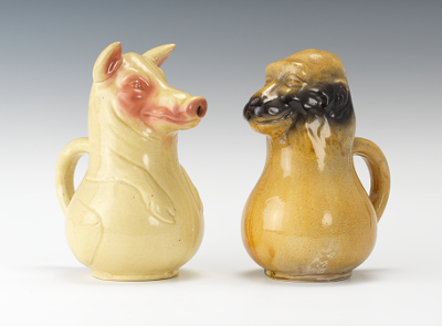 Two Majolica Pitchers Pig and Monkey