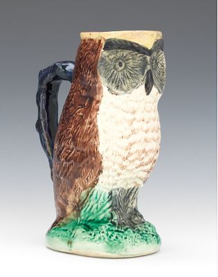 A Majolica Owl Pitcher Charming 134504