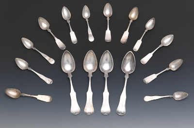 A Group of Sixteen Silver Spoons Including