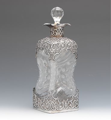 Sterling Silver Overlay Glass Decanter