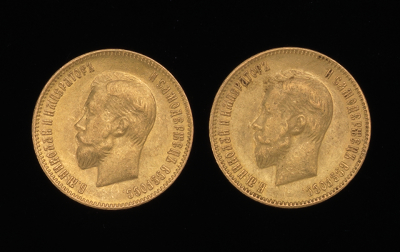 Two 1903 10 Ruble Gold Coins