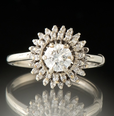 A Ladies' Diamond Ring 14k white