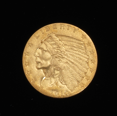 $2.50 Gold Quarter Eagle Coin 1910