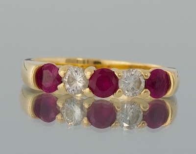 A Ladies Ruby and Diamond Band 134575