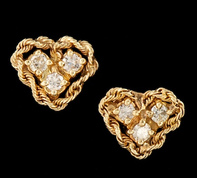 A Pair of Gold and Diamond Heart 134577