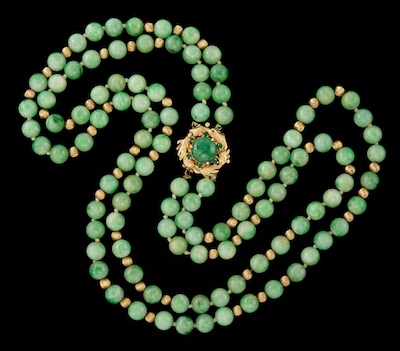 A Retro Jadeite and Gold Necklace 134581