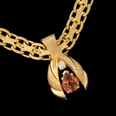 A Ladies Gold Necklace with Sapphire 134582