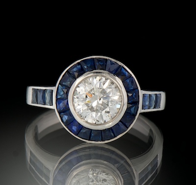 An Art Deco Style Diamond and Sapphire 13457a
