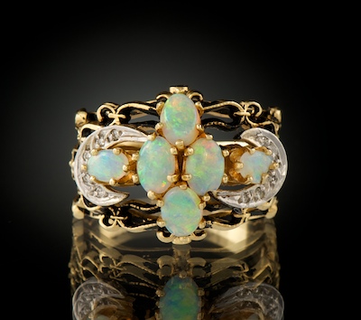 A Ladies' Opal and Diamond Ring